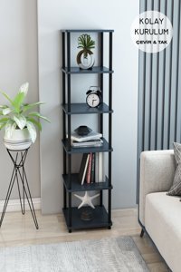 Lion Decor Dekoratif 6 Bölmeli 6 Raflı Siyah Kitaplık