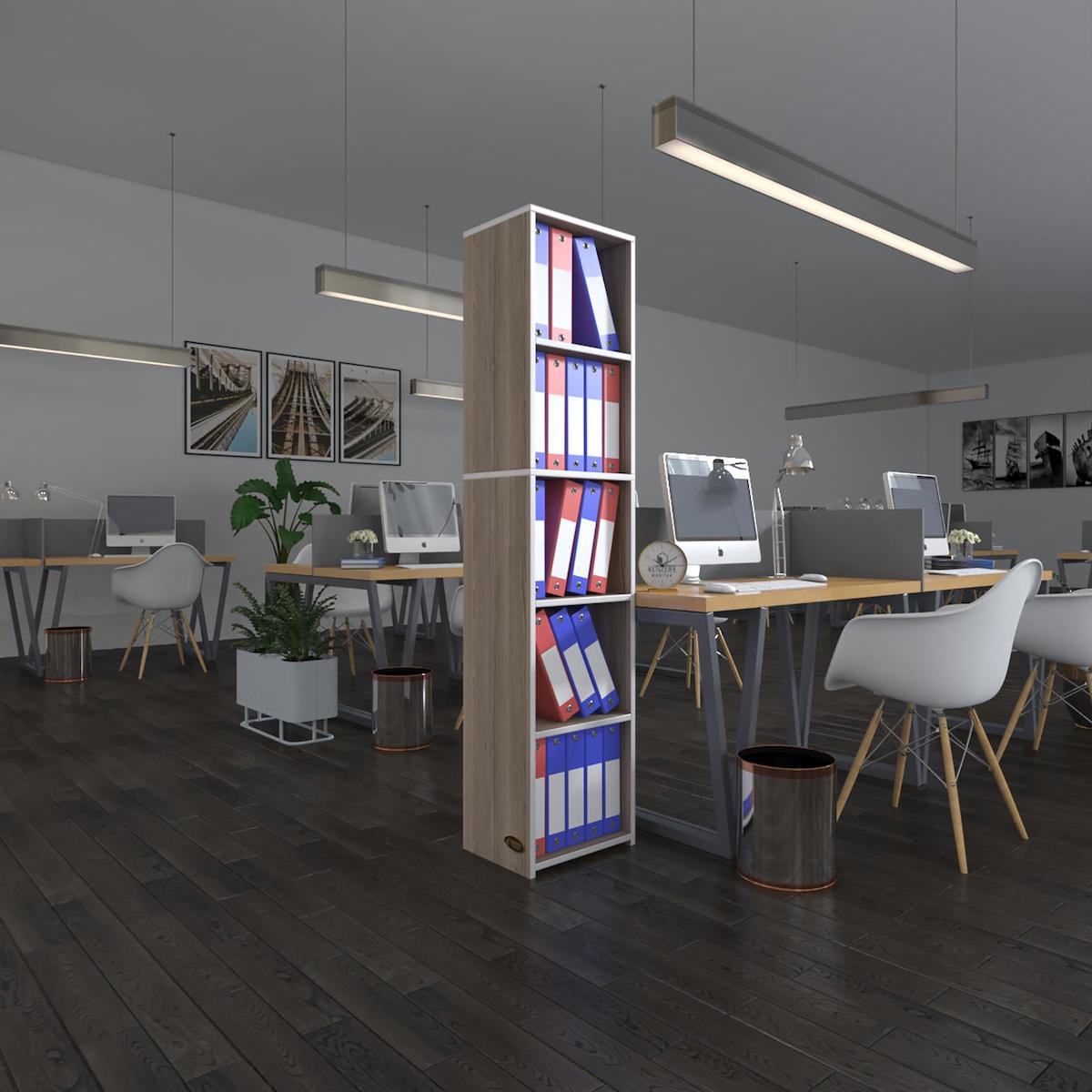 Kenzlife Kutadgu 5 Bölmeli 5 Raflı Suntalam 175x40x30 cm Tori Kitaplık
