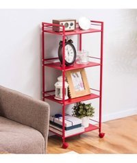 Larissa Design Dekoratif 4 Bölmeli 4 Raflı Kırmızı Kitaplık