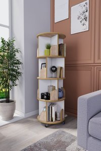 Zeo Wood Design Dekoratif 16 Bölmeli 16 Raflı Ahşap 133x45 cm Beyaz-Sonoma Kitaplık