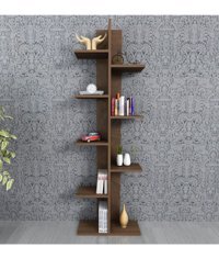 Moonlife Karo 9 Bölmeli 9 Raflı Suntalam 135x45x21 cm Ceviz Kitaplık