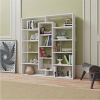 Aden Home Dekoratif 14 Bölmeli 14 Raflı Ahşap 135x120 cm Beyaz Kitaplık