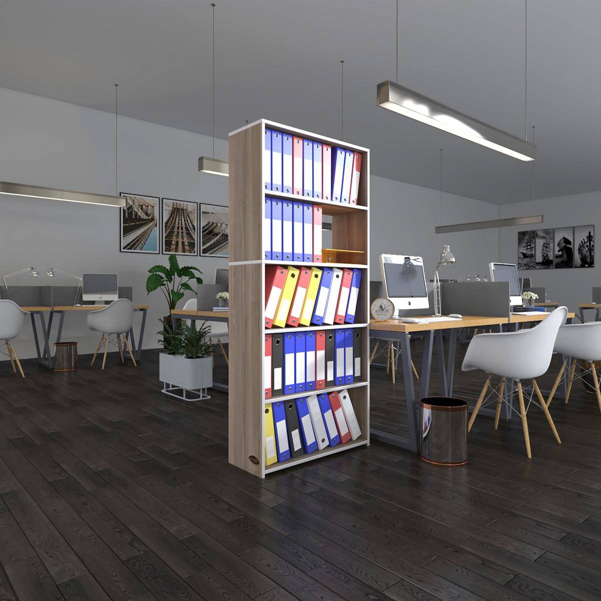 Kenzlife Rona 5 Bölmeli 5 Raflı Suntalam 175x80x30 cm Tori Kitaplık