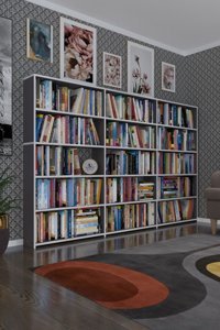 Kenzlife Süper Ga 3 Bölmeli 5 Raflı Suntalam 150x240x19 cm Gri Kitaplık
