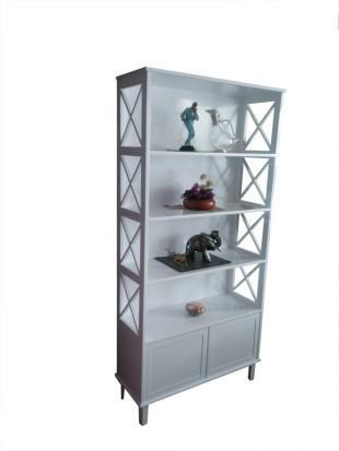 Bengi Mobilya Çapraz 4 Bölmeli 4 Raflı Ahşap 190x130x30 cm Beyaz Kitaplık