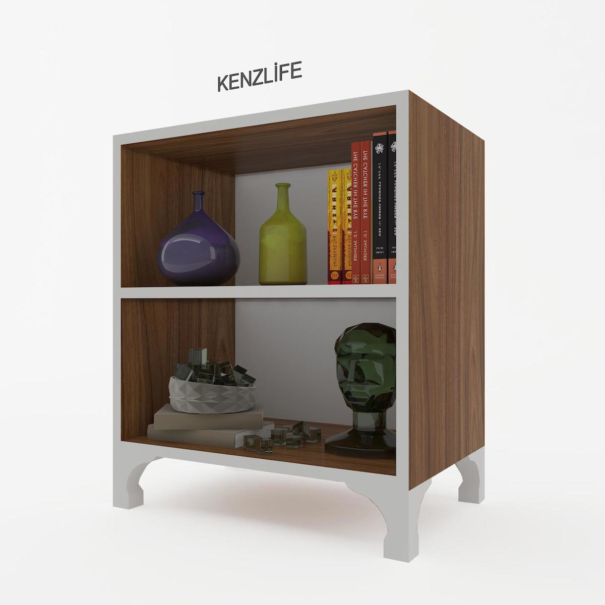 Kenzlife Tuğçe 2 Bölmeli 2 Raflı Suntalam 68x30x20 cm Kahverengi Kitaplık
