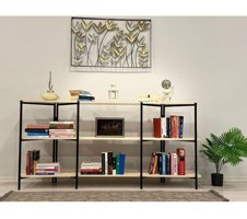 Wandoo Dekoratif 6 Bölmeli 6 Raflı Metal 180x86 cm Kahverengi Kitaplık