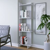 Aden Home Dekoratif 4 Bölmeli 4 Raflı Ahşap 160x47 cm Beyaz Kitaplık