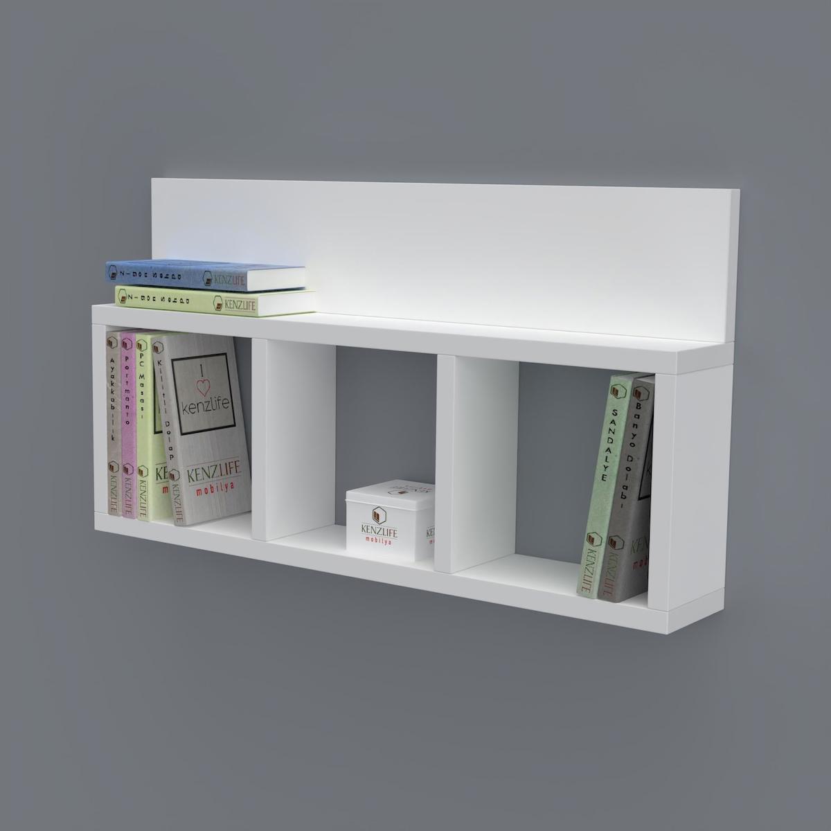Kenzlife Hayal 4 Bölmeli 2 Raflı Suntalam 30x60x20 cm Beyaz Kitaplık