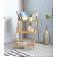 Larissa Design Dekoratif 3 Bölmeli 3 Raflı Metal 170 cm Gold Kitaplık