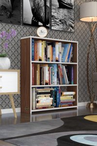 Kenzlife Süper Ga Tek Bölmeli 3 Raflı Suntalam 90x80x19 cm Kahverengi Kitaplık