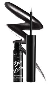 Nyx Epic Wear Metallic Liquid Liner Black Suya Dayanıklı Siyah Kalıcı İnce Uçlu Fırça Likit Eyeliner