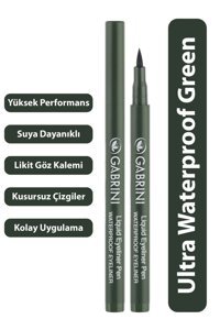 Gabrini Liquid Suya Dayanıklı Mat Pastel Yeşil Kalıcı İnce Uçlu Keçe Likit Eyeliner