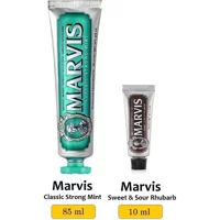 Marvis Classic Strong Mint Naneli Florürlü Diş Macunu 85 ml + Sweet Sour Rhubar Diş Macunu 10 ml