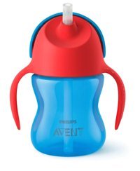Philips Avent Pipetli Akıtmaz Kulplu 9 Ay+ 200 ml Alıştırma Bardağı Mavi-Kırmızı