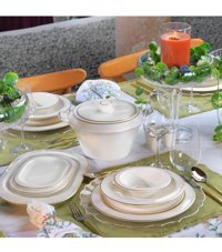 Schafer Timeless 60 Parça 12 Kişilik Desenli Porselen Yuvarlak Yemek Takımı