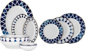 Aryıldız Evaliza 61 Parça 12 Kişilik Desenli Bone China Porselen Yuvarlak Yemek Takımı