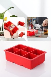 Kitchen Life Silikon Kırmızı Kare Buz Kalıbı