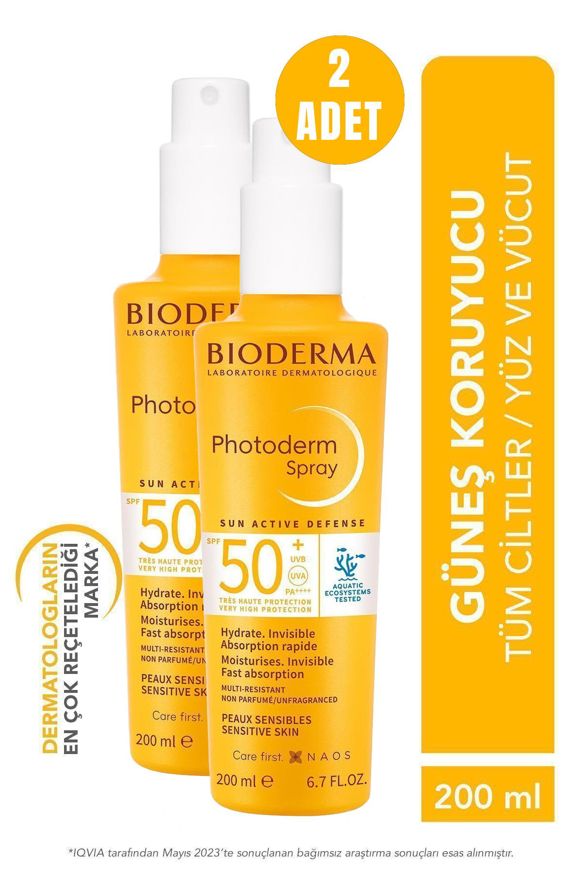 Bioderma Photoderm Max Spray 50 Faktör Yağlı Ciltler İçin Nemlendirici Yağsız Suya Dayanıklı Yüz ve Vücut Güneş Kremi 2x200 ml