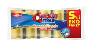 Macromax Clean&Hijyenix Oluklu 5'li Bulaşık Süngeri