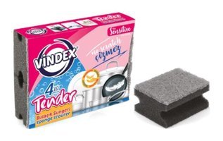 Vindex Tender Oluklu 4'lü Bulaşık Süngeri