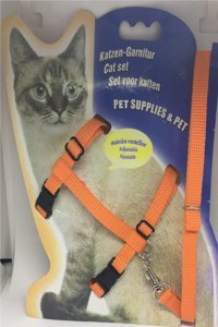 Tineke Düz Turuncu Ayarlanabilir Gezdirme Göğüs Kedi Tasması