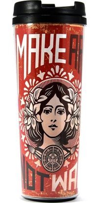 Modaroma Make Art Not War Plastik 380 ml Outdoor Bardak Termos Çok Renkli
