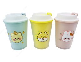 Miniso Sevimli Yavru Hayvan Plastik 420 ml Outdoor Bardak Termos Çok Renkli