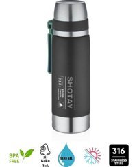 Shotay ST-8270 Paslanmaz Çelik 600 ml Outdoor Matara Termos Siyah