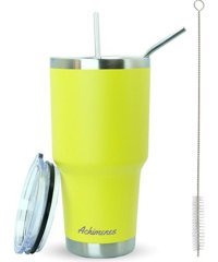 Achimenes Big Pot Paslanmaz Çelik 890 ml Pipetli Outdoor Bardak Termos Sarı