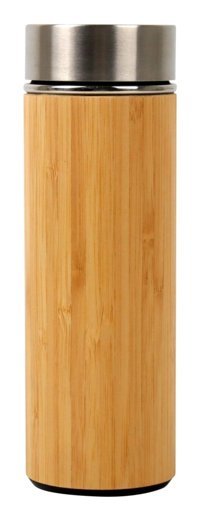 Allmug Bambu Kaplamalı Bambu - Çelik 350 ml Outdoor Matara Termos Sarı