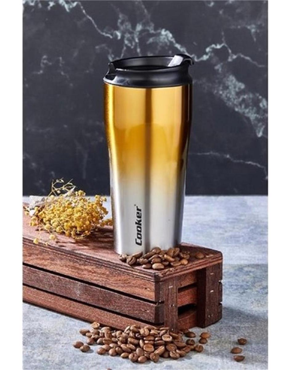 Cooker CRK 2049 Paslanmaz Çelik 400 ml Outdoor Matara Termos Gümüş - Sarı