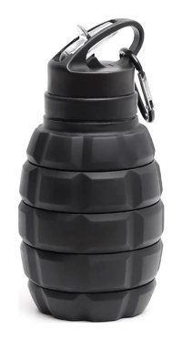 Tcherchı Kamuflaj Paslanmaz Çelik-Silikon 330 ml Pipetli Outdoor Matara Termos Siyah