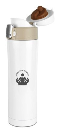 Baylar Öğretmenler Gününe Özel Paslanmaz Çelik 500 ml Outdoor Matara Termos Beyaz Kahverengi