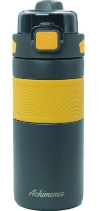 Achimenes Sport Paslanmaz Çelik 600 ml Pipetli Matara Termos Siyah-Turuncu