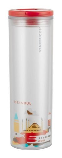 Starbucks İstanbul Temalı Plastik 480 ml Matara Termos Beyaz