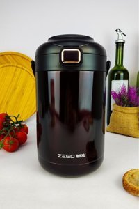 Cooker YK 1412 Paslanmaz Çelik 2 lt Outdoor Yemek Termos Siyah
