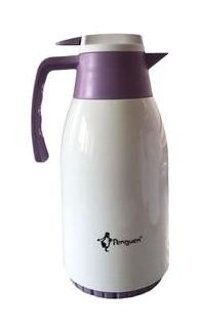 Penguen Cam 1.5 lt Çaydanlık Termos Beyaz-Mor