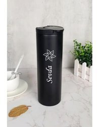 Megame Kişiye Özel Paslanmaz Çelik 500 ml Outdoor Matara Termos Siyah