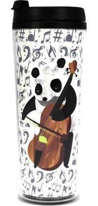 Modaroma Müzisyen Panda Plastik 380 ml Outdoor Bardak Termos Çok Renkli