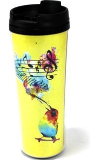 Modaroma Kuş & Notalar Plastik 380 ml Outdoor Bardak Termos Çok Renkli