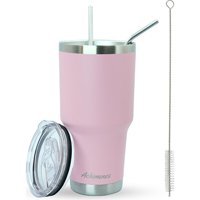 Achimenes Big Pot Paslanmaz Çelik 890 ml Pipetli Outdoor Bardak Termos Pembe