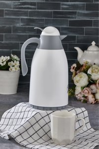Cooker Cam 1.3 lt Çaydanlık Termos Beyaz-Gri
