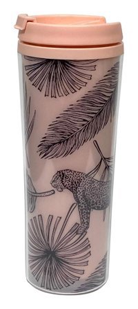 Allmug Leopar Plastik 380 ml Outdoor Matara Termos Pembe-Siyah