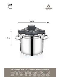 Amboss Ocean Tabanlı 4.6 lt Düdüklü Tencere Gri