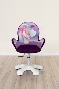 Popcorn Kids Unicorn Kolçaklı Dönerli Mor Çalışma Sandalyesi
