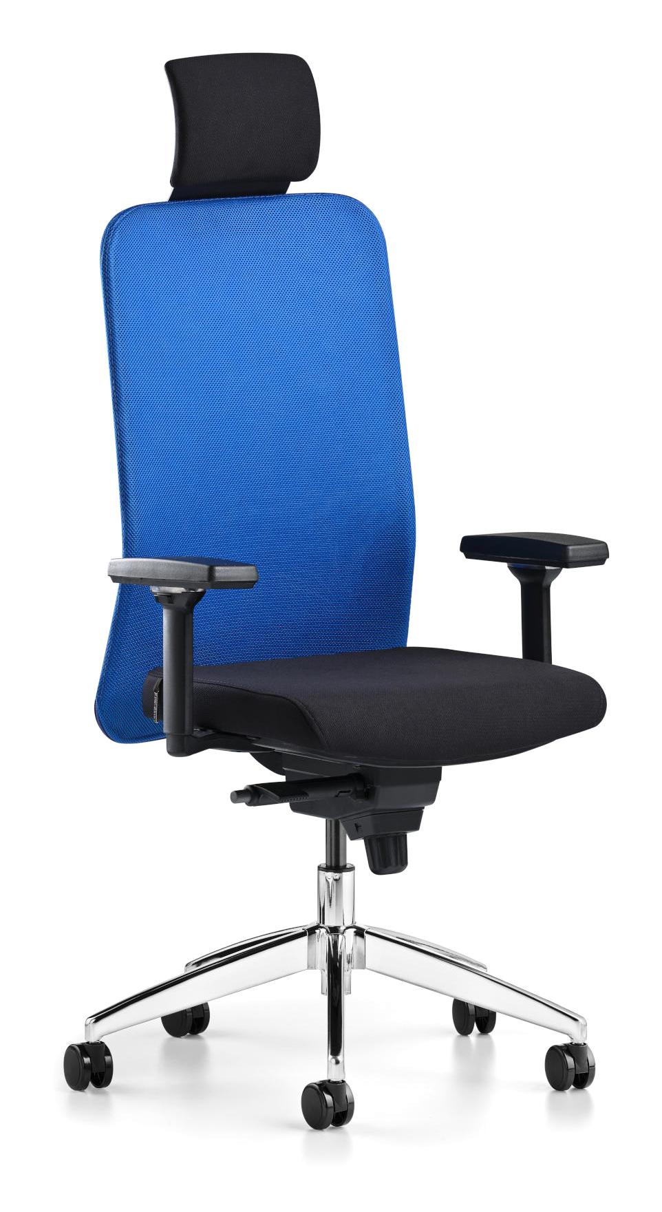 Bürotime Comfy Başlıklı Kolçaklı Dönerli Mavi Çalışma Sandalyesi
