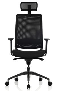 Bürosit Reflex 9 Başlıklı Kolçaklı Dönerli Siyah Çalışma Sandalyesi