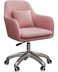 Yfwoksl Kolçaklı Dönerli Krom-Pembe Çalışma Sandalyesi