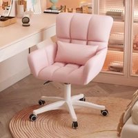 Fcvgybh Kolçaklı Dönerli Beyaz -Pembe Çalışma Sandalyesi